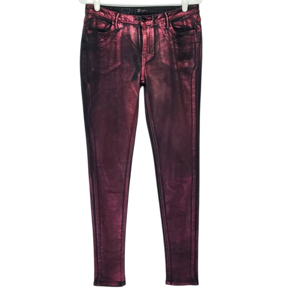 7588 * Levi's Womens High Rise Coated Legging Skinny Metallic Pink Size 29